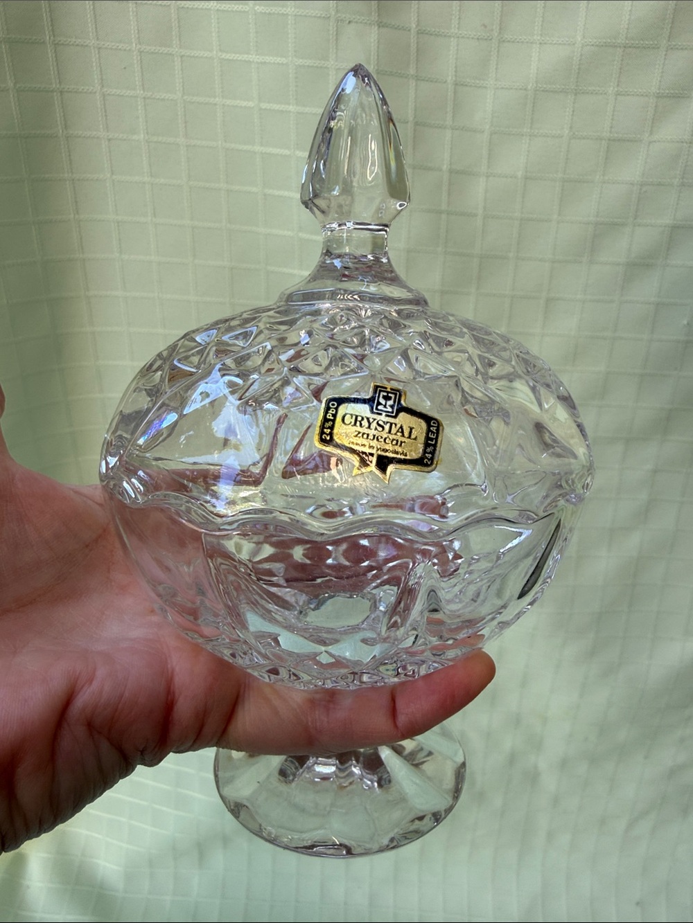 Vintage Crystal Covered Candy Dish - Clear Glass